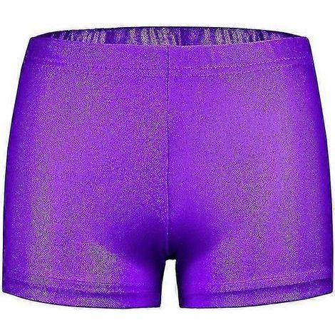 Short de gymnastique de haute qualité pour filles, aux couleurs vives, idéal pour le ballet, la gymnastique et l'entraînement de danse (violet, taille 120) (1/5)