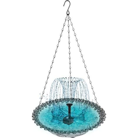 Abreuvoir à oiseaux suspendu à énergie solaire avec fontaine – Abreuvoir à oiseaux solaire pour jardin et terrasse gris (1/5)