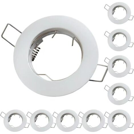 Garniture de plafonnier encastré à bride auto-bridée de 4 pouces avec anneau, pour PAR16, PAR20, BR20, lot de 10 (blanc)