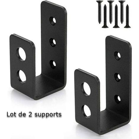 Lot de 2 supports de porte en acier au carbone – Revêtement en poudre noire anti-rouille – Installation rapide sur portes de 2 x 4 (1/5)