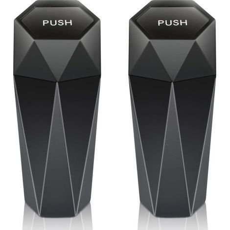 Pack of 2 mini portable car trash cans with lid, leakproof, large 550ml capacity, suitable for car, home and office (black) (1/5)