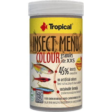 Granulés colorés pour le menu des insectes tropicaux, format XXS, 250 ml/160 g
