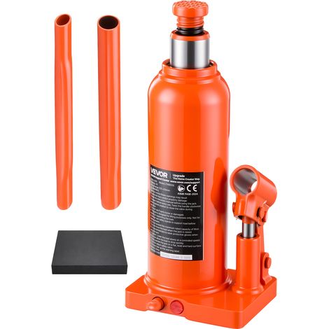 VEVOR Cric Idraulico a Bottiglia Carico 6 Tonnellate Auto Furgone Officina Corsa di Sollevamento da 220 a 430 mm, Martinetto Multidirezionale con Maniglia Lunga, Berline, SUV, Pick-up, Camion, Autobus (1/5)