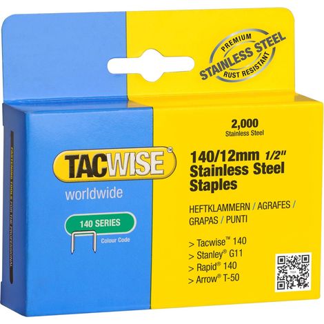 Tacwise 1220 Punti in Acciaio Inox Professionali, Tipo 140/12 mm, Confezione da 2000 (1/2)