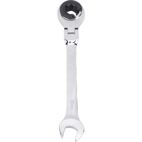 Clé à tube 13mm Double Fonction Extrémité Ouverte + Flexible avec Ratchet 72 Dents et tête ajustable 180°, matériau CrV steel pour lignes de frein, fuel et climatisation - 190mm (1/5)