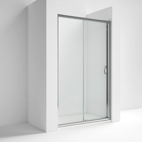 Nuie Ella Sliding Shower Door 1000mm Wide Chrome Profile - 5mm Glass