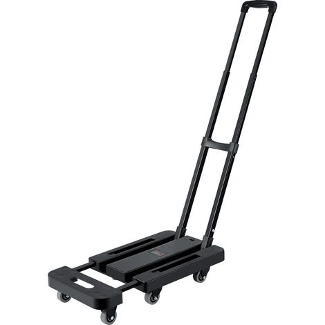 Chariot à main pliable 226,8 kg capacité, chariot à bagages compact avec 6 roues, 2 cordes élastiques, plateforme, noire (1/5)