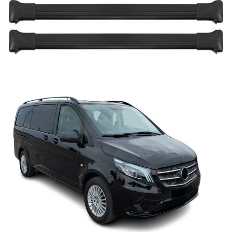 OMAC Barres de toit en aluminium pour Mercedes Vito W447 2014-2026 – TÜV / DIN 75302:2019 – Charge max 75 kg – 2 barres Noir (1/4)