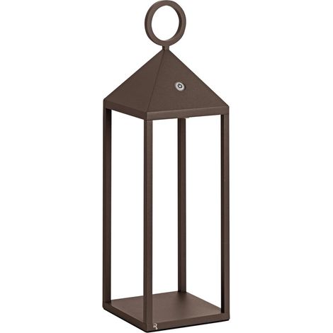 Lanterna moderna Pic Nic a led da 2,2W IP54 ricaricabile e dimmerabile h. 47cm corten (1/5)