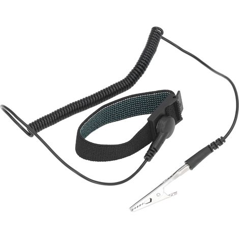 Bracelet antistatique réglable et réutilisable pour équipements électroniques, couleur noire (1/5)
