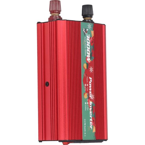 Convertisseur de puissance en alliage d'aluminium, alimentation CC 12 V vers CA, convertisseur à onde sinusoïdale silencieux, charge polyvalente 3 000 W, rouge 220 V 50 Hz (1/5)