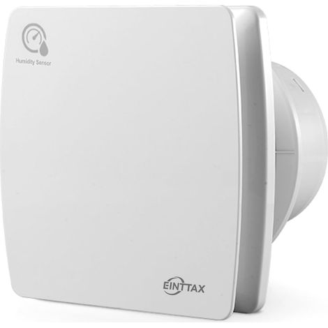 Ventilateur extracteur de salle de bain silencieux 100 mm avec capteur d'humidité et minuterie, ventilateur de salle de bain carré blanc 95 m³/h, ventilateur extracteur mural/fenêtre pour (1/5)