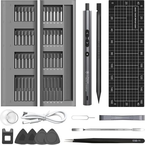 Kit Tournevis De Précision, Tournevis De Precision 62 en 1, Lumières LED Mini Perceuse Electrique, Avec Jeu De Tournevis Pour l'électronique, Montre, Lunettes, Drone, PC MacBoo (1/4)