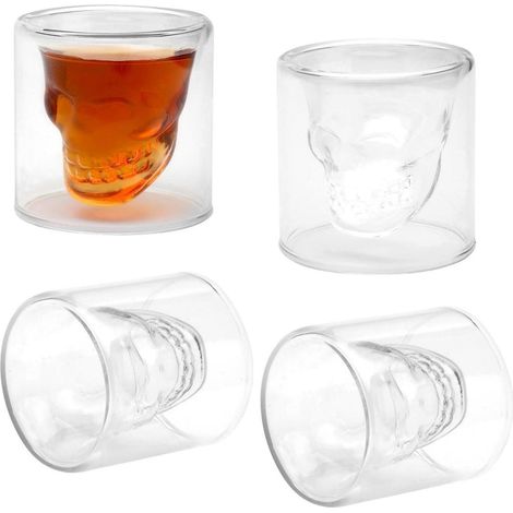 Totenkopf Shot Gläser Set 4 Stück Skull Schnapsgläser Shot Glasses 75ML (1/3)