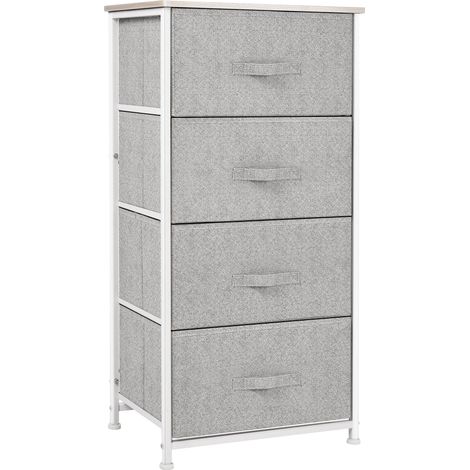 Commode en Tissu Meuble de Rangement 4 tiroirs chiffonnier dim. dim. 45L x 30l x 92H cm Cadre en métal