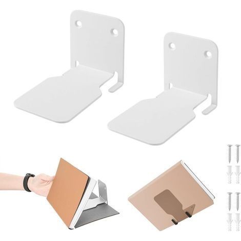 Étagère murale invisible - 2 étagères flottantes multifonctions en métal avec support caché pour la maison, le bureau, la salle de classe et la librairie (blanc) (1/4)