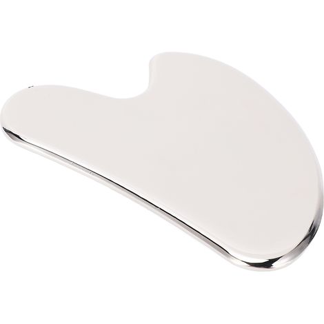 Outil de massage facial Gua Sha en acier inoxydable, planche à gratter épaisse pour estomper les rides du sourire, outil de massage en métal pour le visage (1/5)
