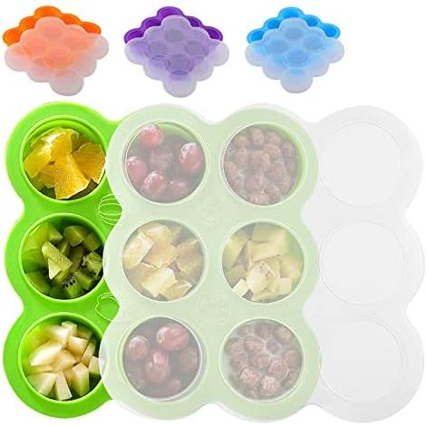 Récipients de Conservation en Silicone, moules en Silicone avec Couvercle pour glaçons, Bonbons et chocolats (Vert 9 x 75 ML) (1/5)