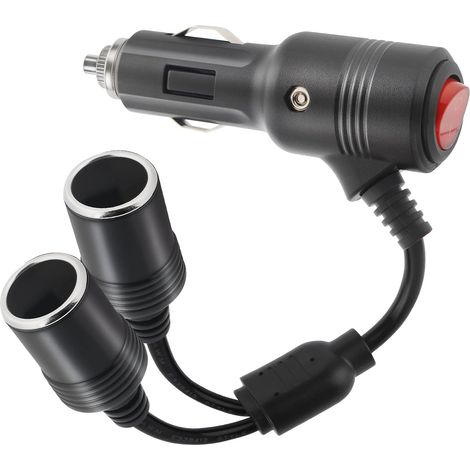 Prise allume cigare 12v, 1 à 2 Rallonge Allume Cigare avec d'interrupteur, 16AWG Câble D'extension Avec Fusible 15A pour Voiture, Bateau, Moto (0.2 meter) (1/5)