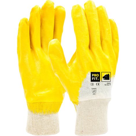 PRO FIT Nitril-Arbeitshandschuh MEGA LITE, Größe 8 - 12 Paar, Gartenhandschuh 3/4 gelb getaucht (1/5)