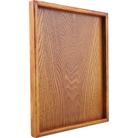 Plateau rectangulaire en bois pour thé, service de table, assiette à en-cas, plat de rangement pour aliments, idéal pour l'hôtel et la maison (30 x 24 cm) (1/5)