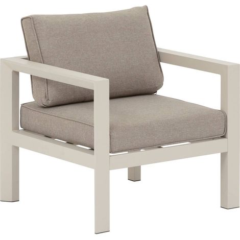 Hesperide – Fauteuil de jardin Évasion argile en aluminium traité époxy – Assise basse avec coussins amovibles – Charge max 110 kg – Montage facile (1/5)