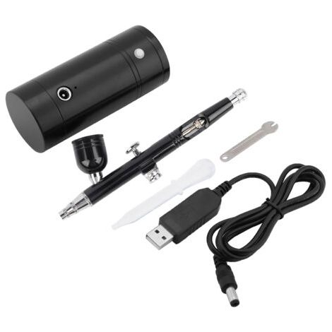 QORVA-Mini compresseur d'air noir 0.3mm, ensemble d'aérographe, capacité 7CC, alimenté par USB, 8.4V
