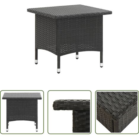 vidaXL Rattantisch - Beistelltisch Schwarz 50x50x47 cm Poly Rattan (1/5)