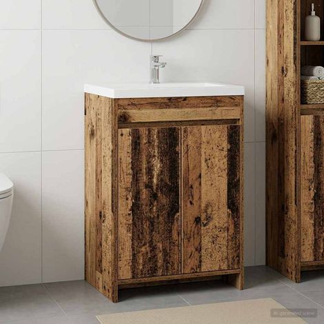 Gabinete de baño debajo del lavabo Madera envejecida