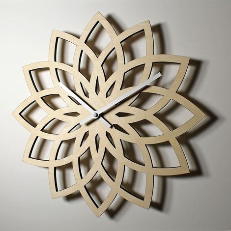 Lotus Bambou Bois Moderne Fleur Horloge Murale Creative Bambou Mur Horloge Murale