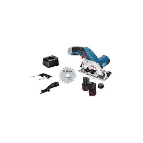 Bosch Scie circulaire sans fil GKS 12V-26 12 V Ø 85 mm / 2x batteries 3,0 Ah + chargeur accessoires inclus