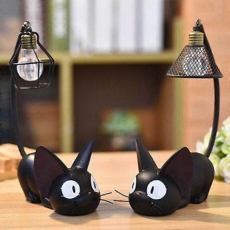 2 lámparas decorativas mágicas con forma de gato negro para luz nocturna, decoración del hogar. (1/5)