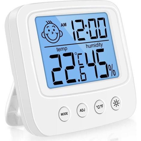 Thermomètre Hygromètre Intérieur Digital à Haute Précision, Hygromètre Digital Intérieur, Thermomètre Numérique de Bureau Avec Moniteur de Température et D'humidité - Rétroéclairage