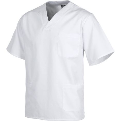 Casaca sanitaria unisex de manga corta y escote de pico cruzado WORKTEAM B9200 XXL Blanco (1/3)