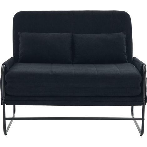 Divano letto 2 posti 104x85x92 cm in ciniglia nera salvaspazio FloraGrace (1/5)
