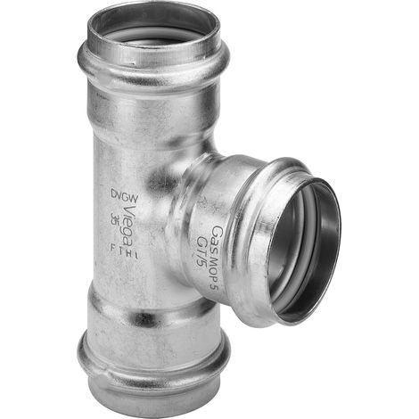 Raccord en T avec SC Sanpress Inox G 0218 pour gaz en acier inoxydable de 15 mm