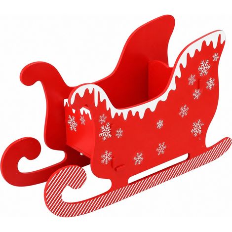 Décoration traîneau du Père Noël, rouge, boîte de rangement réutilisable pour les cadeaux de Noël, intérieur et extérieur (1/5)