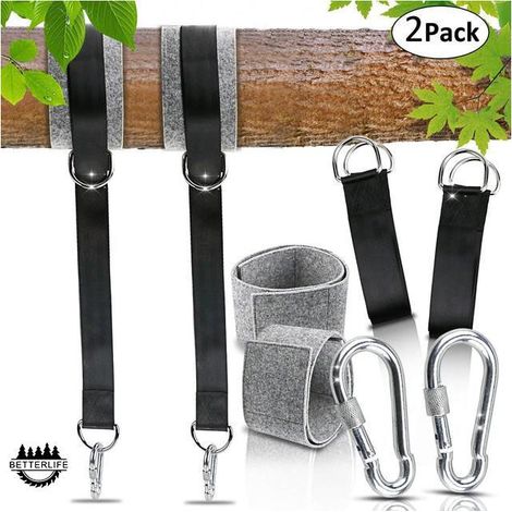 Sangles de Hamac Sangles de Suspension pour Balançoire, 150cm Sangles Hamac d'extérieur avec Mousquetons de Sécurité pour Balançoire d'arbre et Hamacs Max. (1/5)