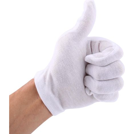 Gants de travail en coton blanc, 12 paires/douzaine, 10 x 22 cm (1/5)