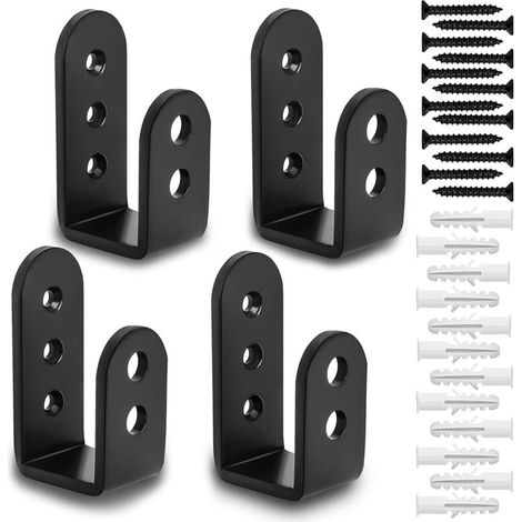 Supports de Barricade de Porte 2x4, U Support pour la Barre Ouverte pour les Verrous de Porte Renforcés, Support de Sécurité Résistant à Maison, Grange, Hangar, Garage, Porte par (4 Ensemble) (1/5)