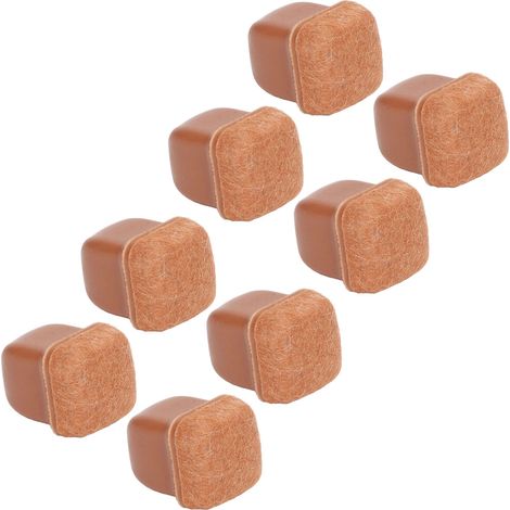 8-teiliges Set Stuhlbeinschoner, Hockerfüße, Tischbeinschoner, geräuscharm, verdickt, braun, quadratisch, Größe S (1/5)