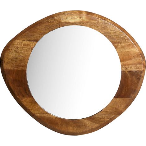 Miroir mural colonial en bois de manguier et verre élégant - Bois de manguier brun naturel (1/2)