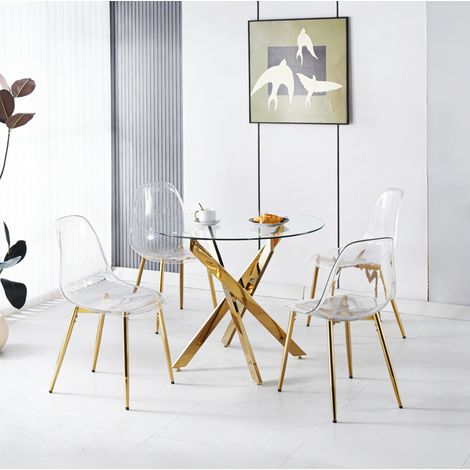 Set da pranzo, velluto, gambe placcate oro, stile moderno, metallo e velluto, colore dorato (1/5)