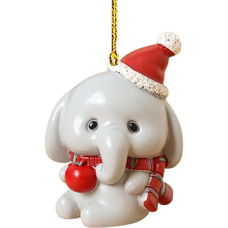Suspension En Acrylique - Animaux De Noël - Éléphant Chien Cerf Arbre De Noël Ours Bonhomme De Neige - Lot De 6 (1/5)