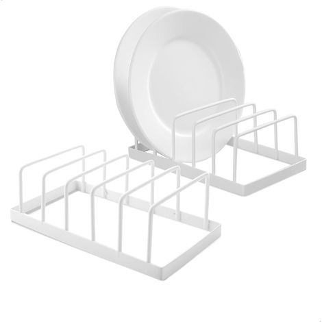 Range Assiette Placard, Lot de 2 Égouttoir à Vaisselle, Rangement Vaisselle, Rangement Assiettes Placard pour Couvercle de Pot, Assiettes, Bol, Planches à Découper, Égouttoir Vaisselle Cuisine (1/5)