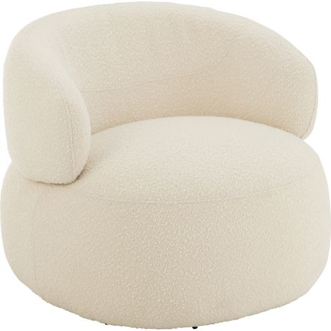 Fauteuil pivotant rond KALO – Design cocooning et confort enveloppant-Blanc cassé (1/4)
