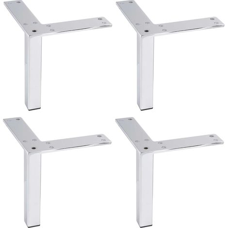 Cyclingcolors – Pied de meuble angle droit 4x – Hauteur 126mm – Acier finition chrome poli – Pour meubles modernes et contemporains (1/2)