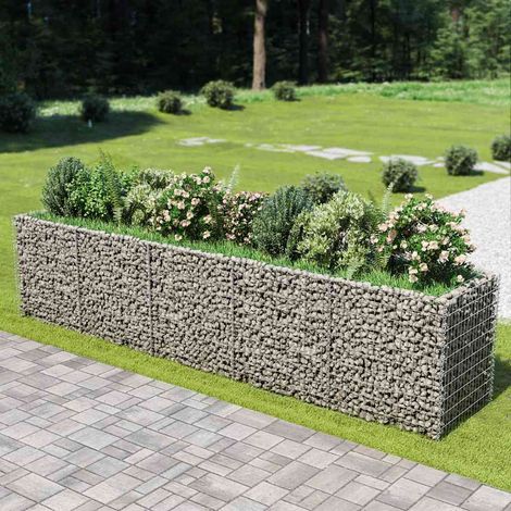 Lit surélevé à gabion-Jardinière en cage à pierre-Jardinière à gabion Acier galvanisé 450x90x100 cm (1/5)