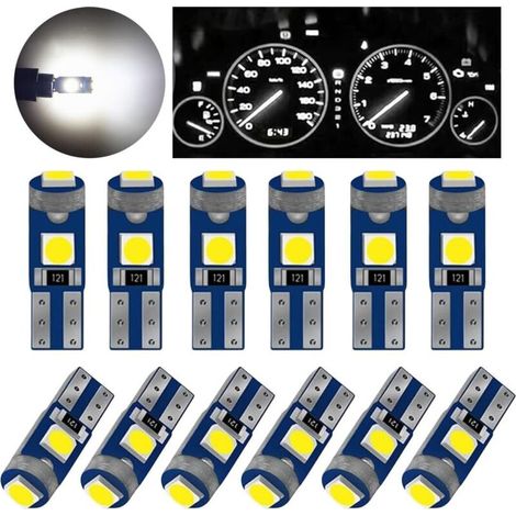 Lampadine LED T5, sostituzione 12V, compatibili con gli indicatori del cruscotto dell'auto (bianche)