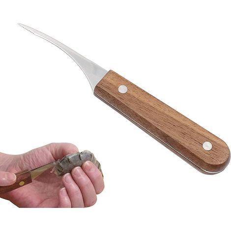 Garnelenschäler aus Edelstahl mit Holzgriff – Professionelles Werkzeug zum Entdarmen und Reinigen von Garnelen (1/5)